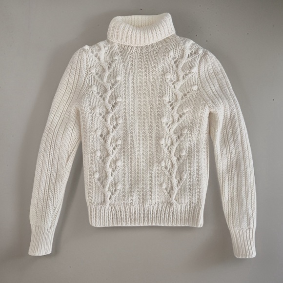 1970’s Chunky turtleneck Sweater Claudine Irish style pullover ivory fully lined - Picture 14 of 14